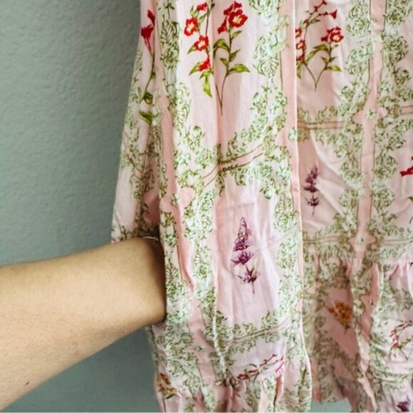 Agua Bendita Target Dainty Floral Tile Flutter Sleeve Mini Dress Size XXL - Picture 8 of 12
